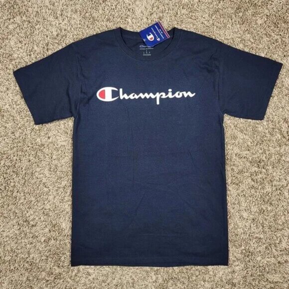 Champion Other - NEW Champion T Shirt Men's Size SMALL Short Sleeve Script Logo Crew Neck Casual
